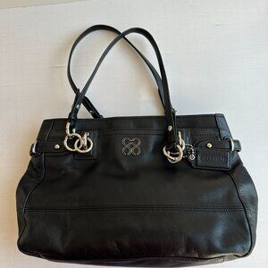 COACH Colette Black Leather Carry All Shoulder Bag J1020-16460